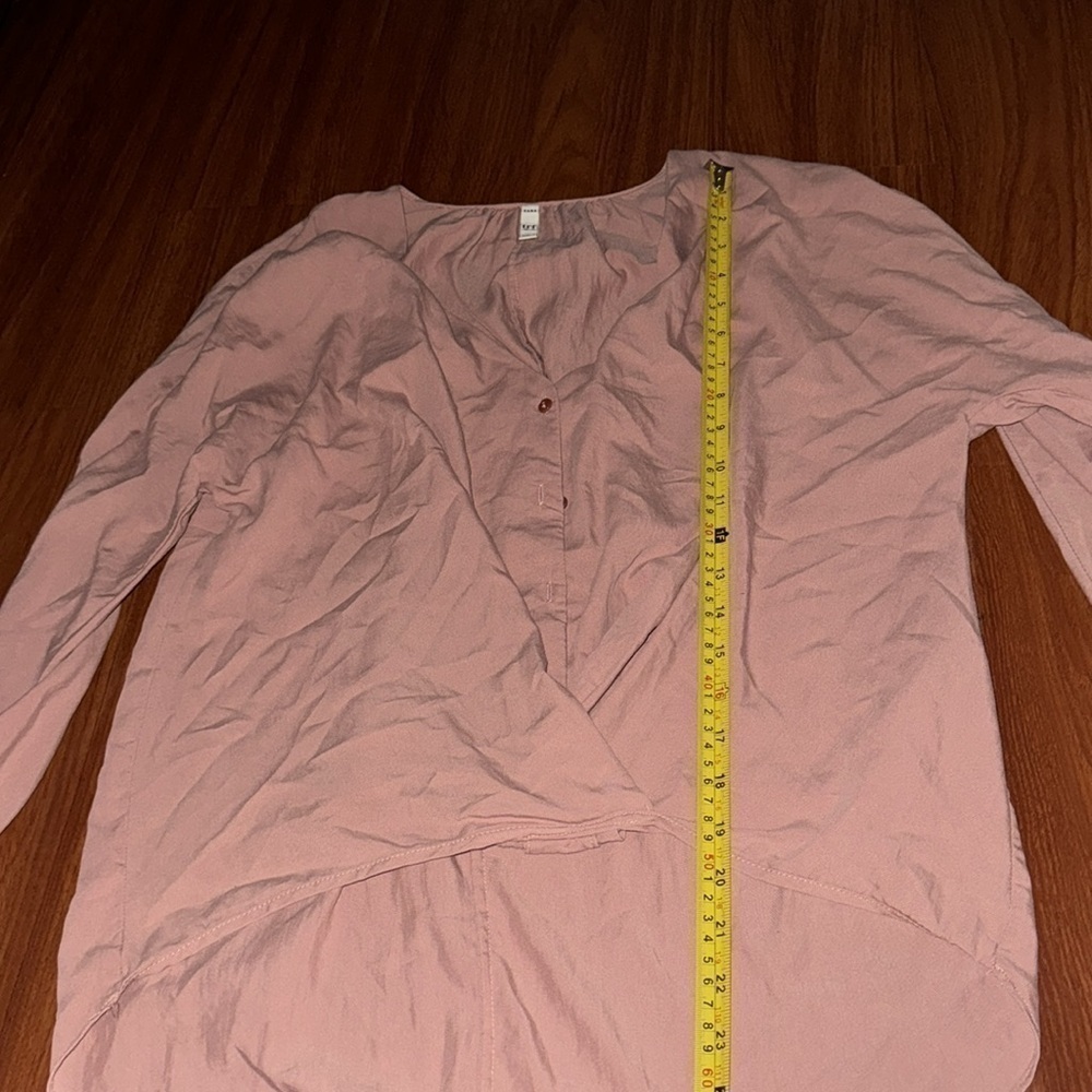 Zara TRF blouse Top Lyocell Mauve Dusty Pink Long Sleeve Popover Button Up XS - Picture 3 of 8